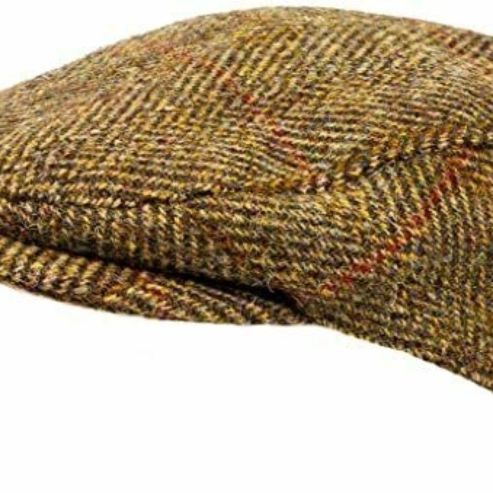 Hartside HS14 Scottish Highland Harris Tweed® Flat Cap Olive-Gold - CHOOSE SIZE - Picture 12 of 12